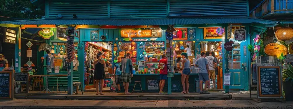 a vibrant local storefront buzzes with activity, adorned in bright colors and inviting signage, drawing in a diverse crowd of enthusiastic customers. Vibrant local storefront bustling with customers, showcasing colorful merchandise and signage, reflecting community engagement and local business appeal.